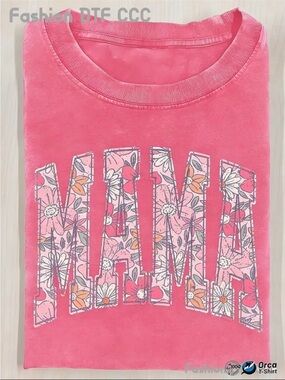 NWOT Pink Cotton Tee With “Mama” Floral Graphic, Various Sizes